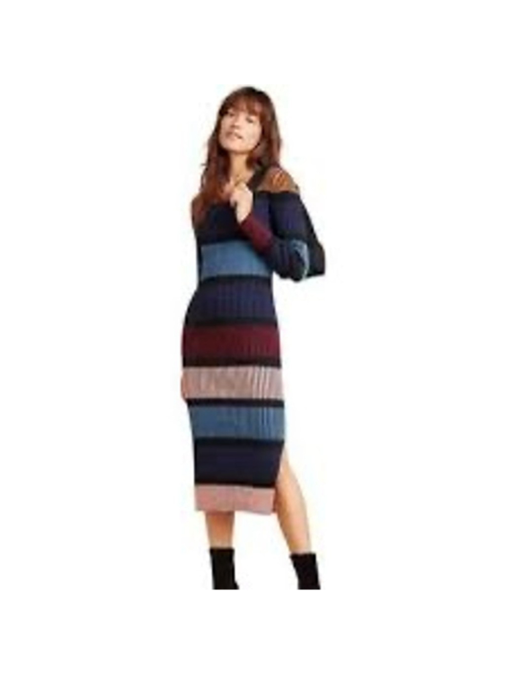Anthropologie Dolan Lorna Striped Ribbed Knit Sweater Midi Dress Size XL Indie